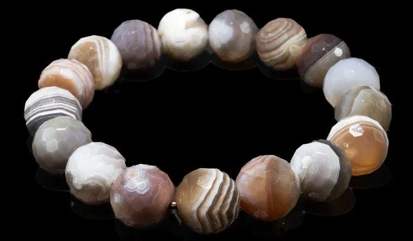 Luxury Faceted Botswana Agate Natural Gemstone Bracelet