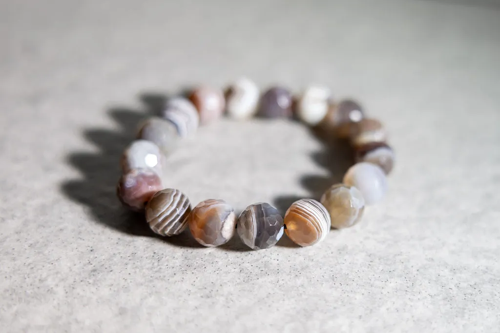 Luxury Faceted Botswana Agate Natural Gemstone Bracelet