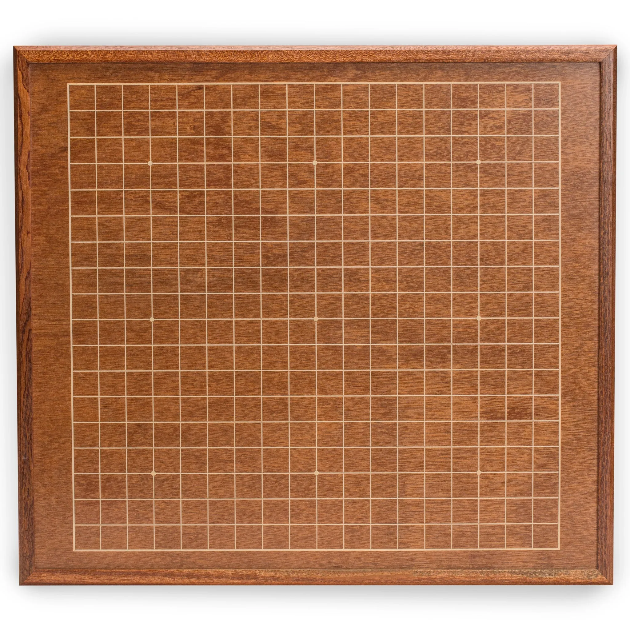 Mahogany 0.4" Inlaid Go Board w/  Single Convex Yunzi Stones Set