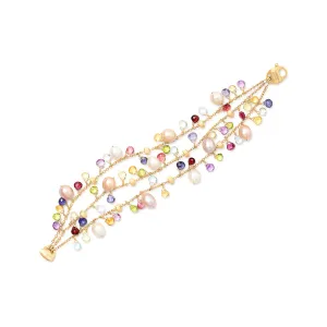 Marco Bicego Paradise Three Strand Gemstone Bracelet With Freshwater Pearls