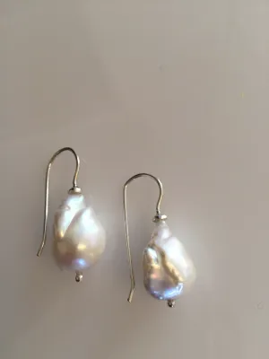 Margo Morrison White Baroque Pearl Drop Pearl Earrings