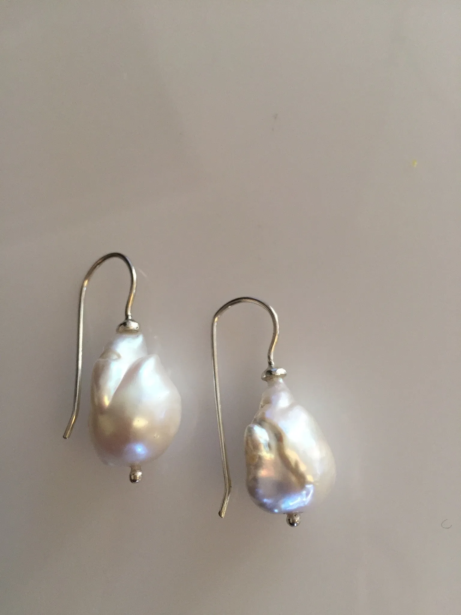 Margo Morrison White Baroque Pearl Drop Pearl Earrings