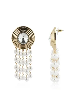 Mariana Gold Pearl Fringe Earrings