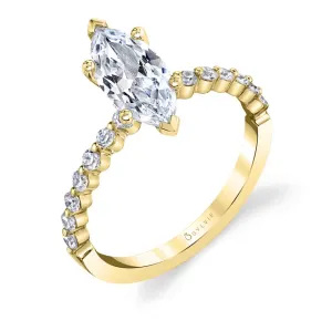 Marquise Cut Classic Engagement Ring - Athena 18k Gold Yellow