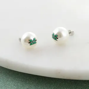 Marshall Logo Pearl Stud Earrings