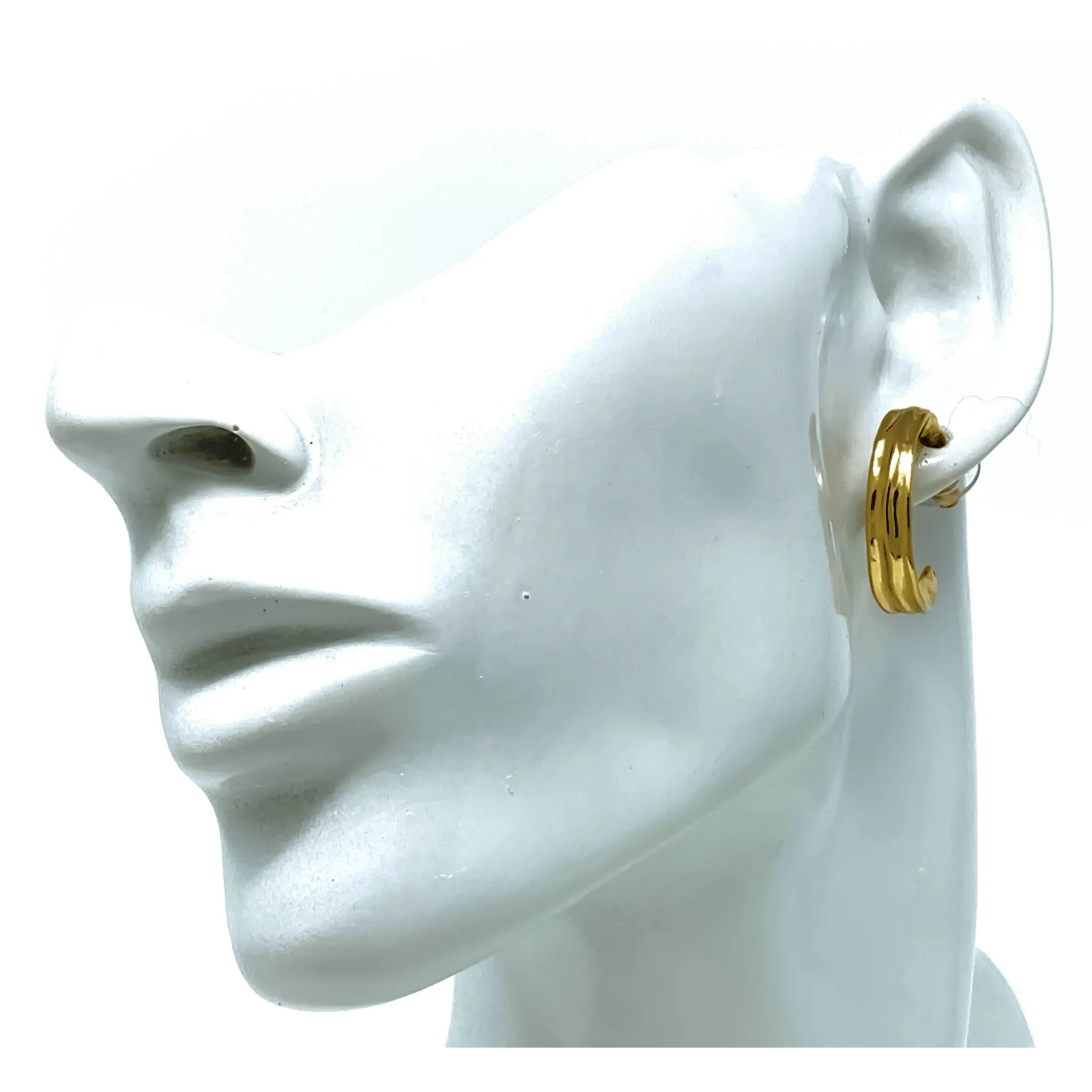 Medium Gold Stud Hoop Earrings