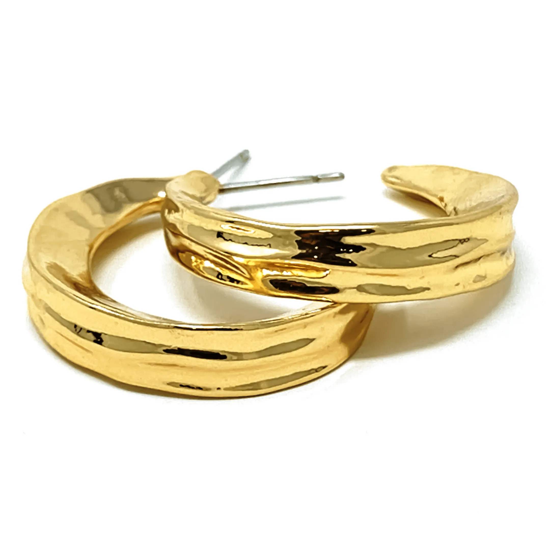 Medium Gold Stud Hoop Earrings