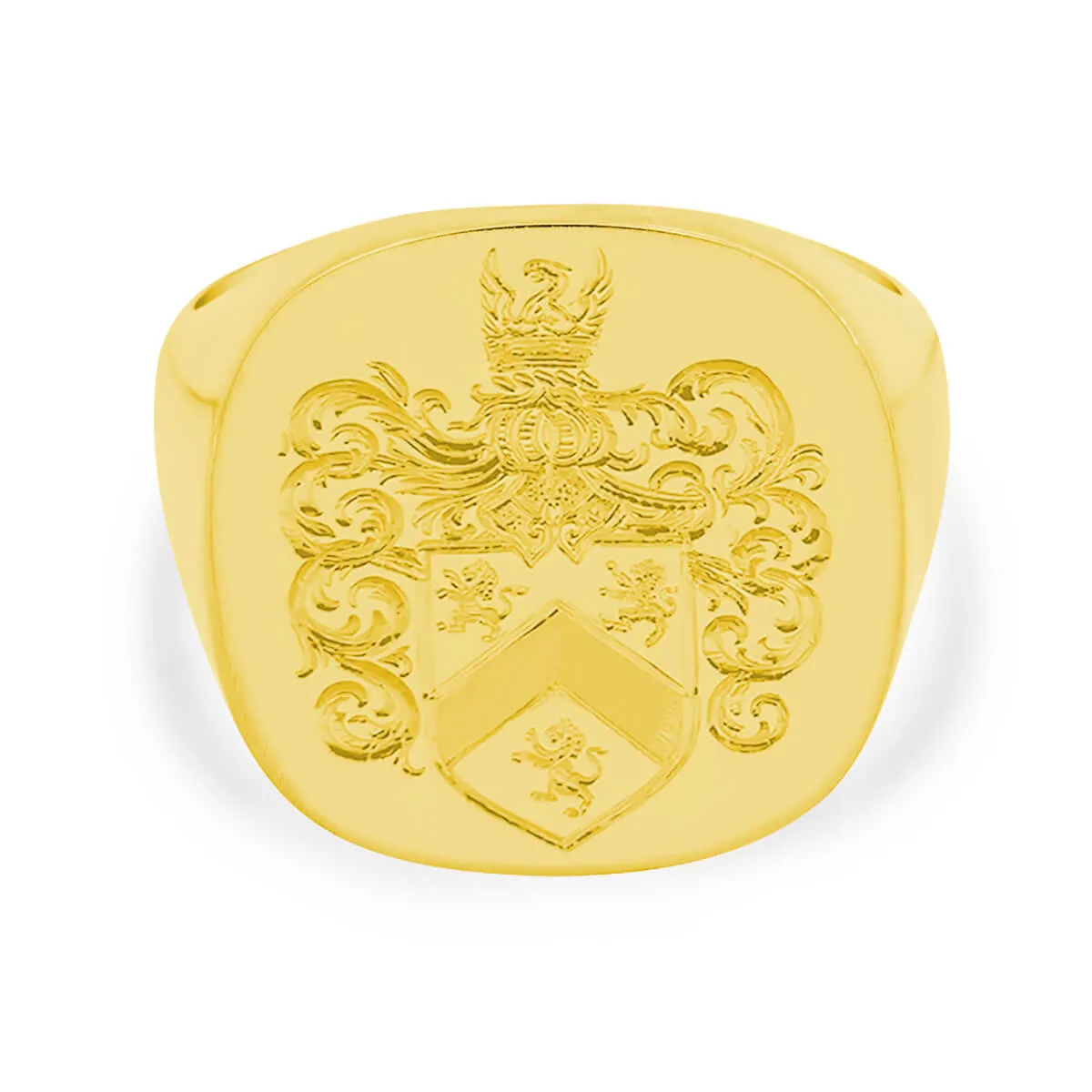 Men's Square Signet Ring - Extra Large - Hand Engraved Family Crest / Logo