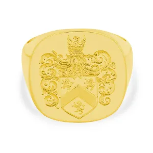 Men's Square Signet Ring - Extra Large - Hand Engraved Family Crest / Logo