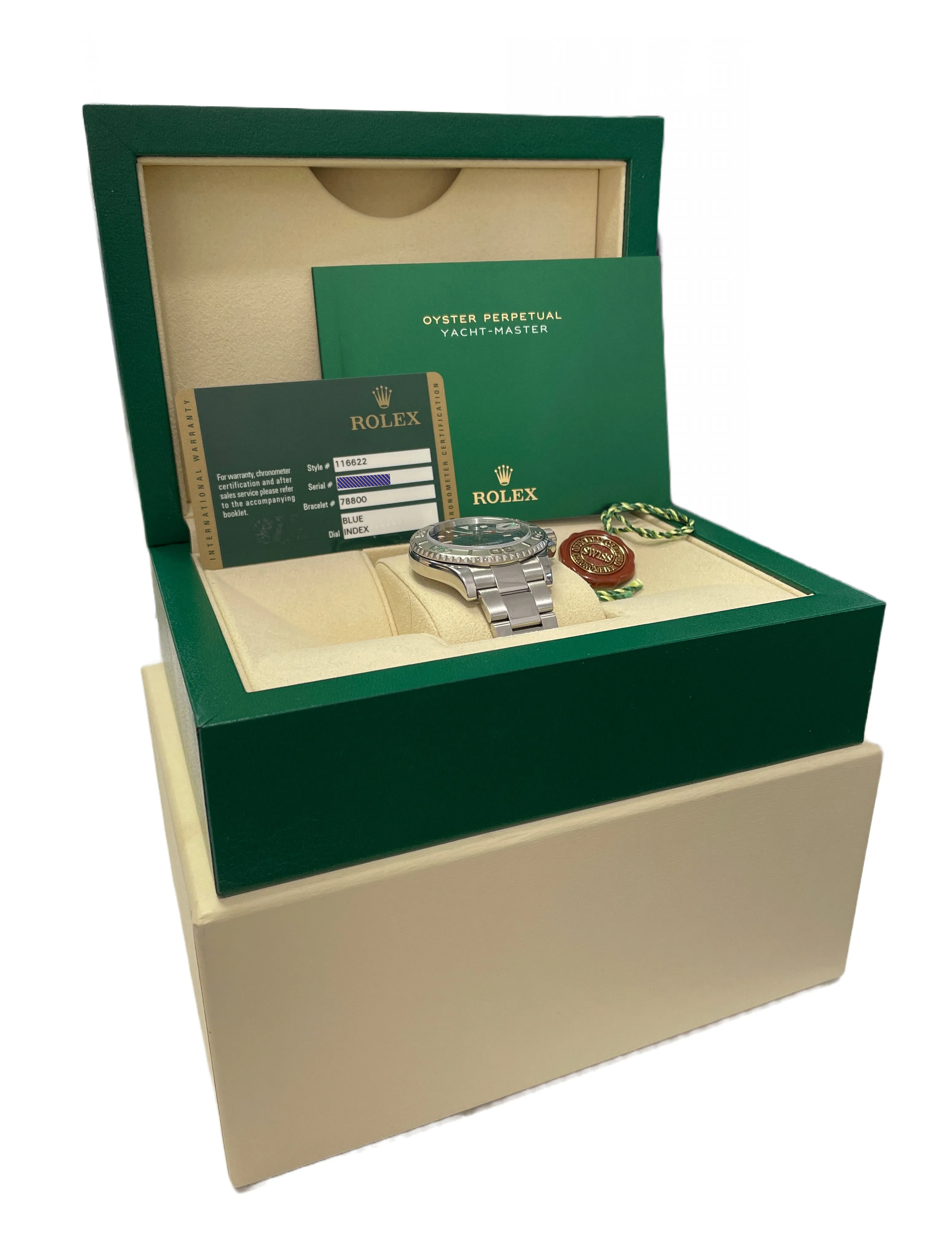 MINT PAPERS Rolex Yacht-Master 40mm BLUE 116622 Platinum Steel Date Watch BOX