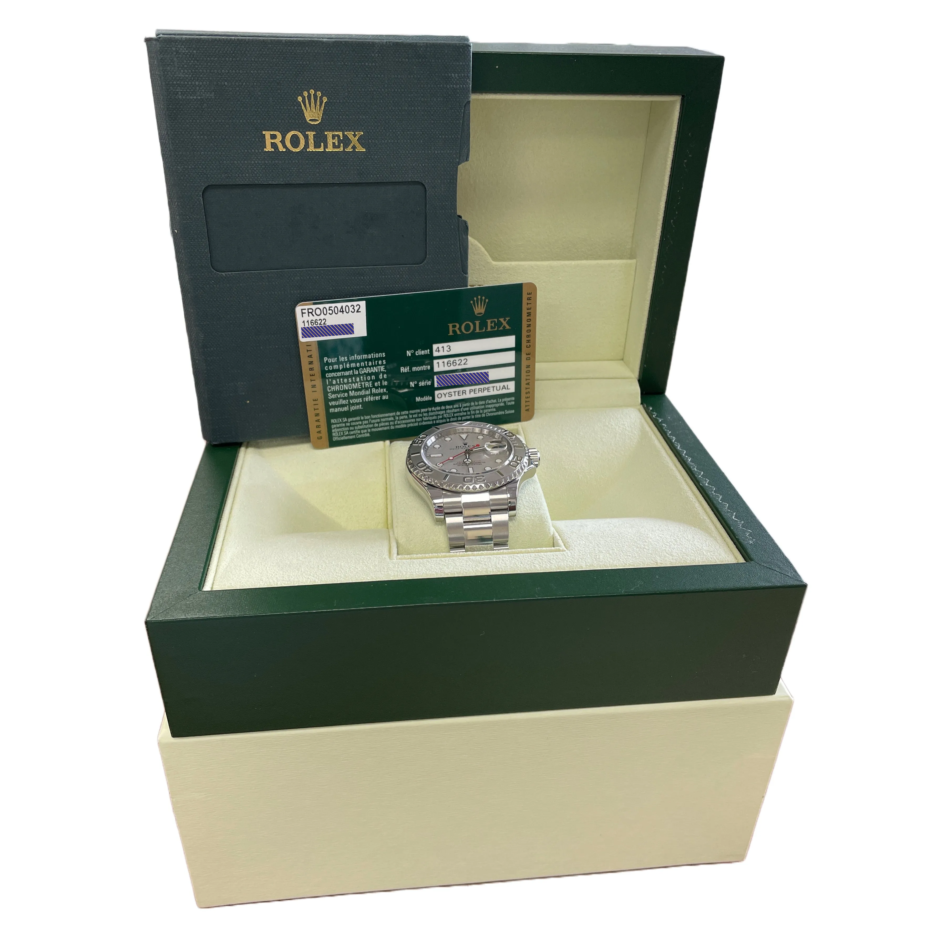 MINT PAPERS Rolex Yacht-Master Steel PLATINUM Stainless Steel 40mm 116622 B P