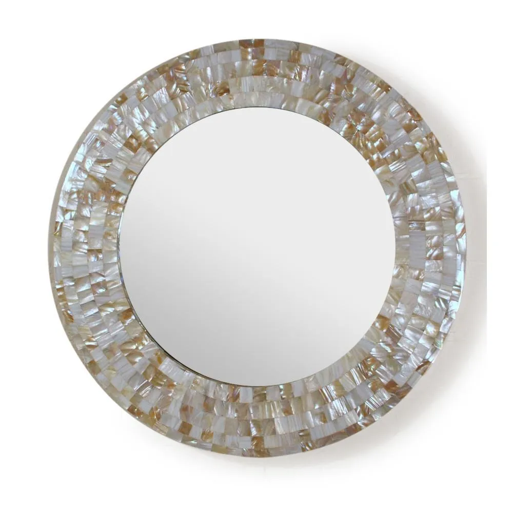 Mother Of Pearl Inlaid Round Mirror