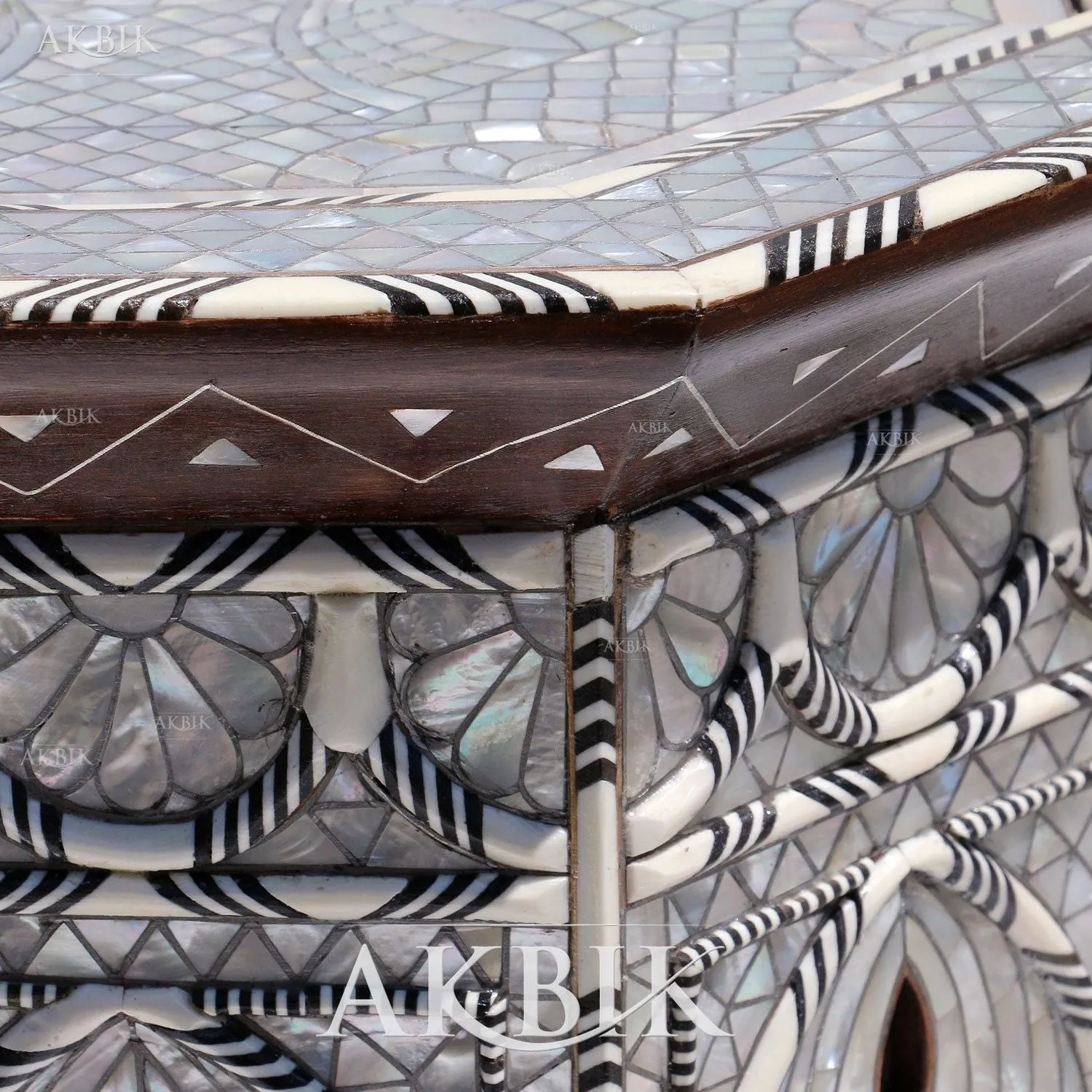 Mother of Pearl Inlaid Side Table - Infinite Constellation Design