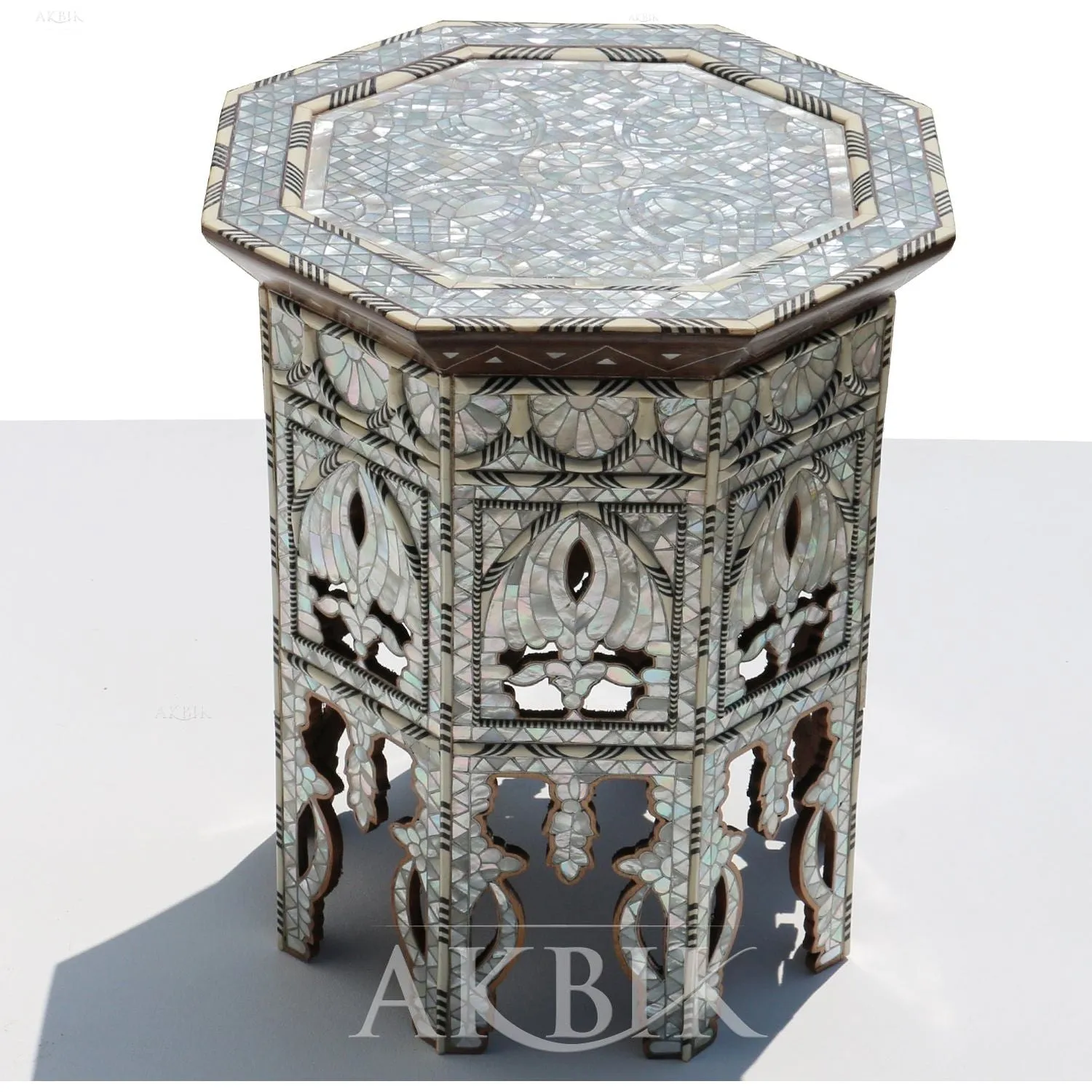 Mother of Pearl Inlaid Side Table - Infinite Constellation Design