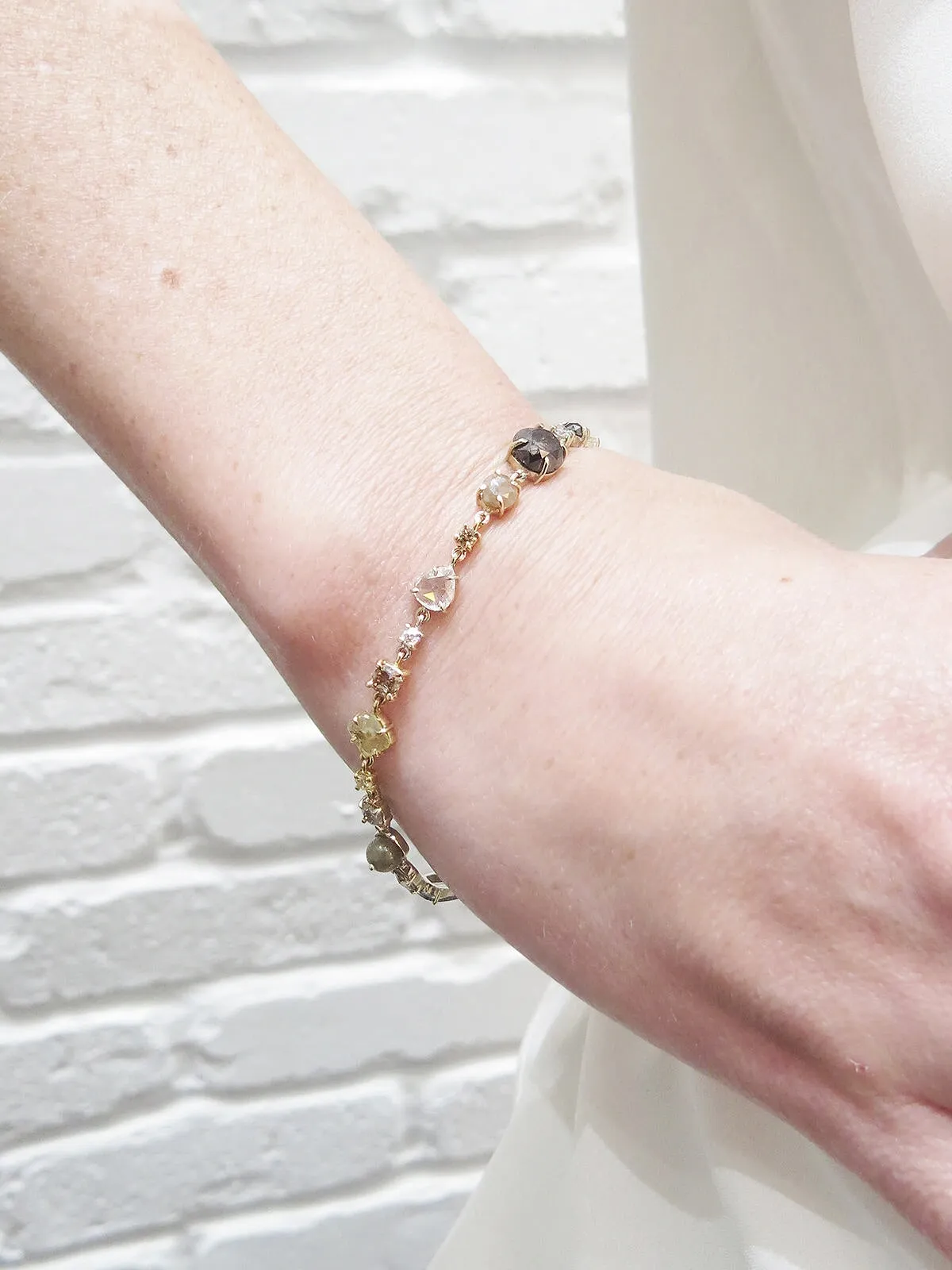 Natural Diamond Yellow Gold Baby Bracelet