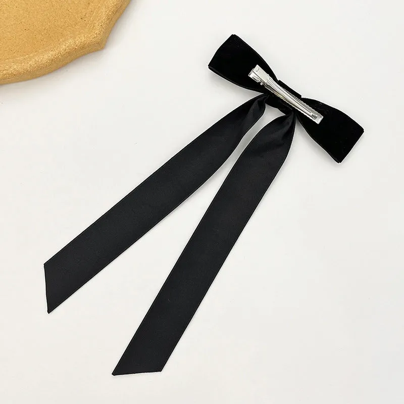 New Velvet Bow Ribbon Hairpin Women's Fashion  Back Clip Simple High-grade Temperament Hair Accessories