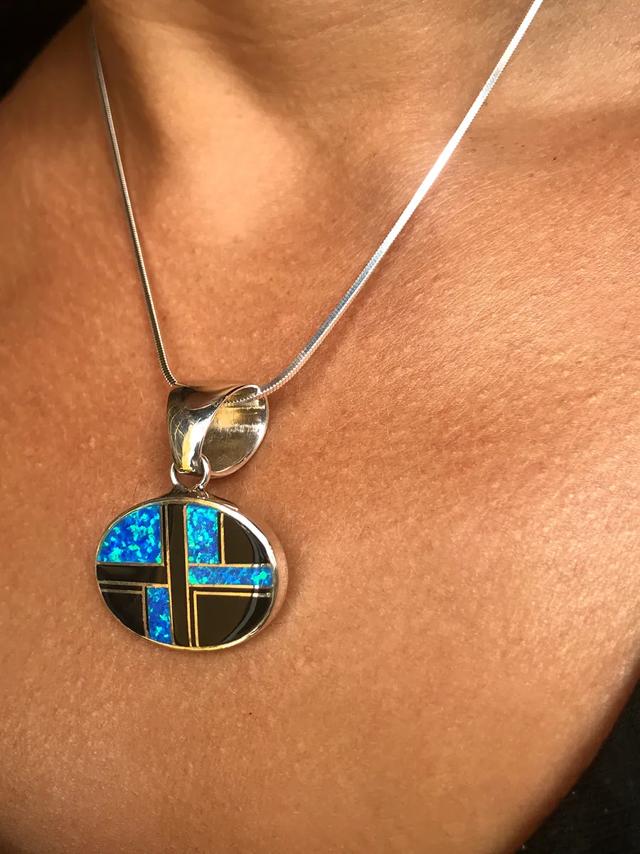 Opal & Jet Inlaid Pendant