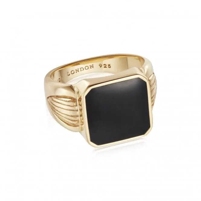 Palm Enamel Signet 18ct Gold Plated Ring WR05_GP