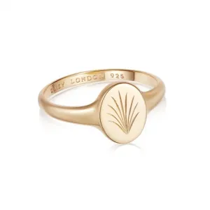 Palm Leaf Signet 18ct Gold Plated Ring WR02_GP