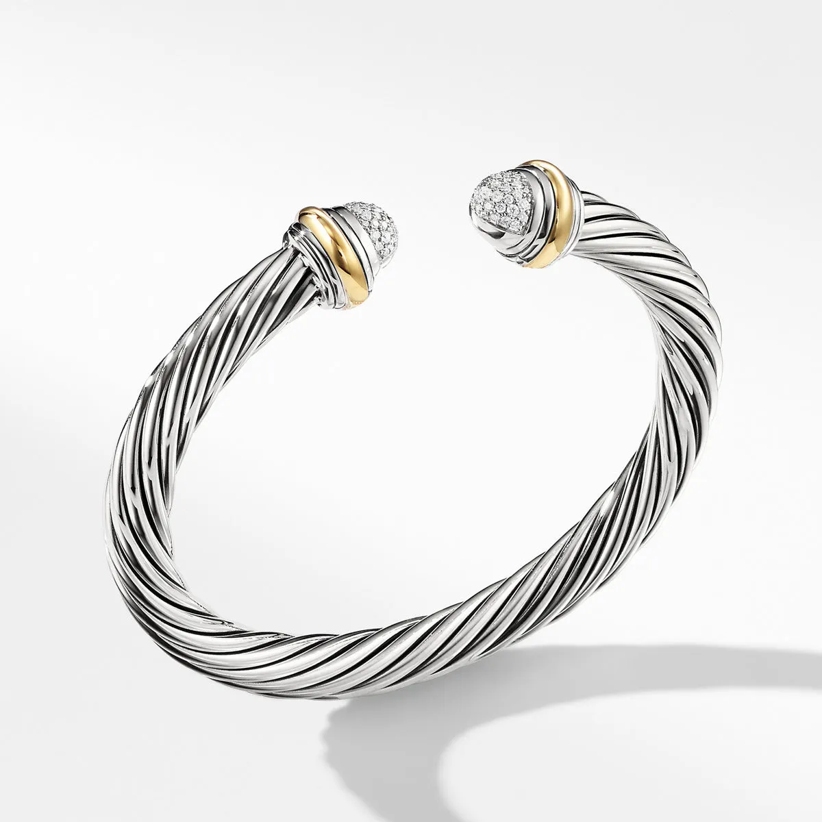 Pave Dome Cable Classic Bracelet with Diamonds with 18K Gold