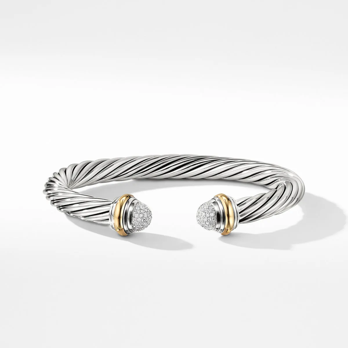 Pave Dome Cable Classic Bracelet with Diamonds with 18K Gold