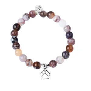 Paw Print | Stone Beaded Charm Bracelet |  Botswana