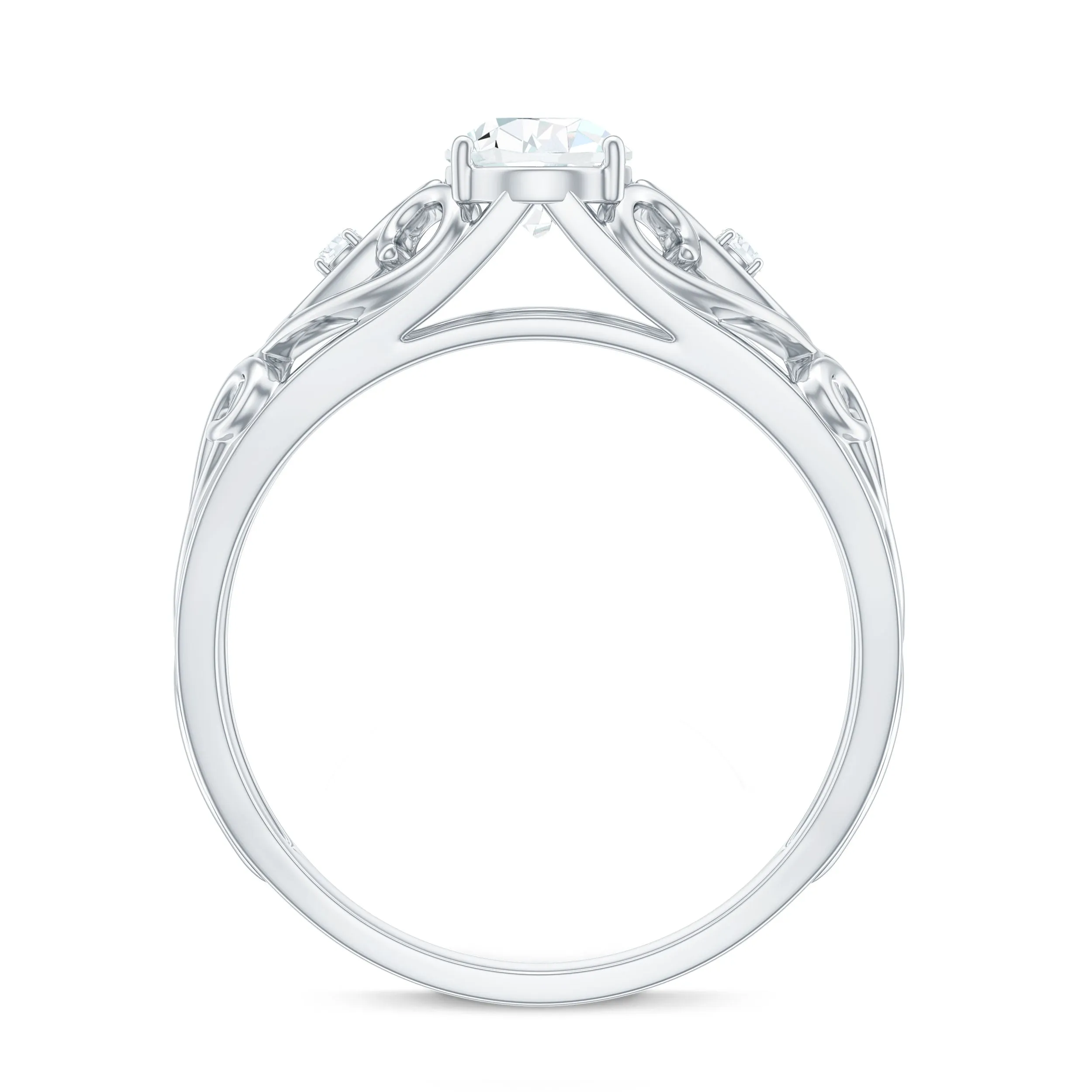 Pear Shaped Lab Created Diamond Solitaire Filigree Ring