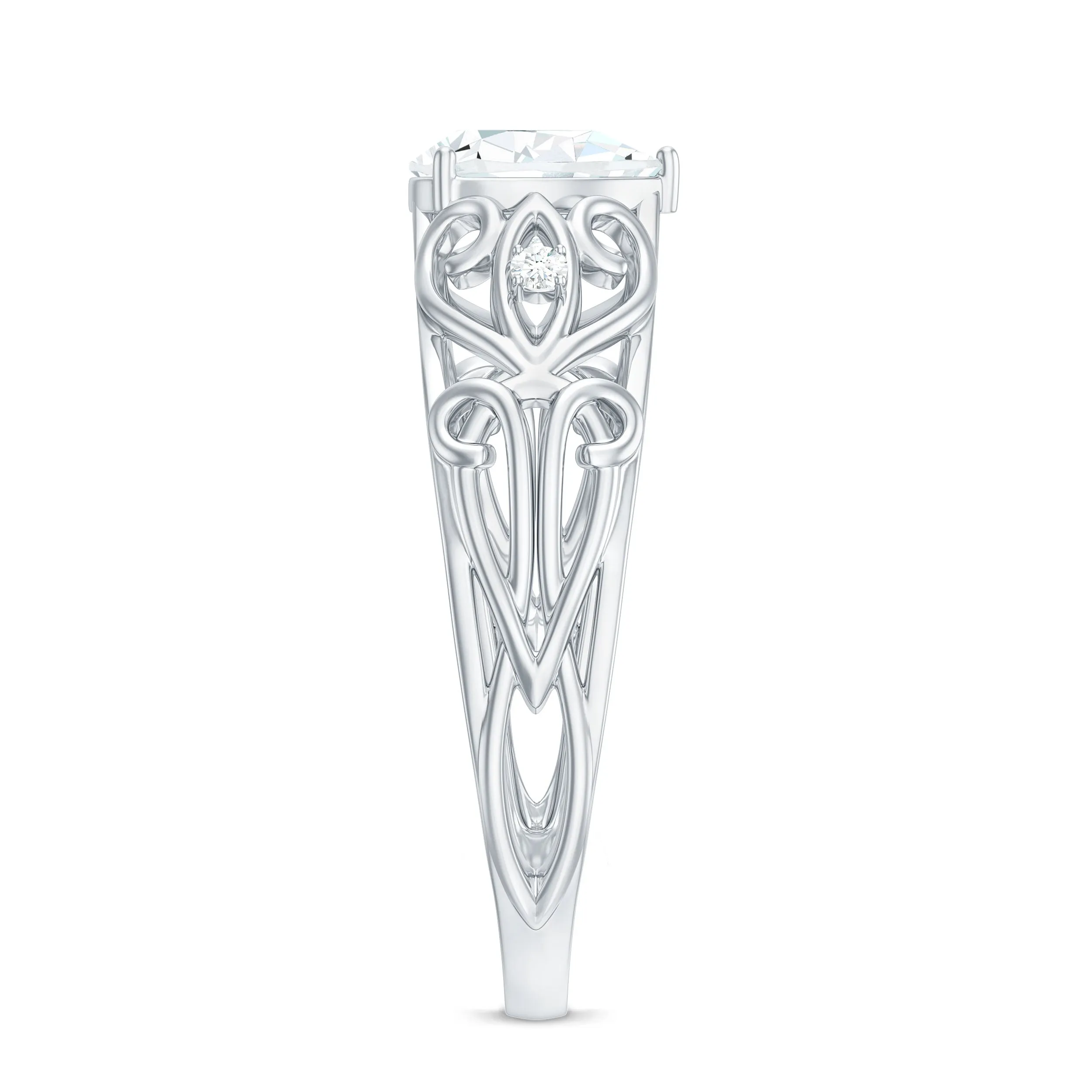 Pear Shaped Lab Created Diamond Solitaire Filigree Ring