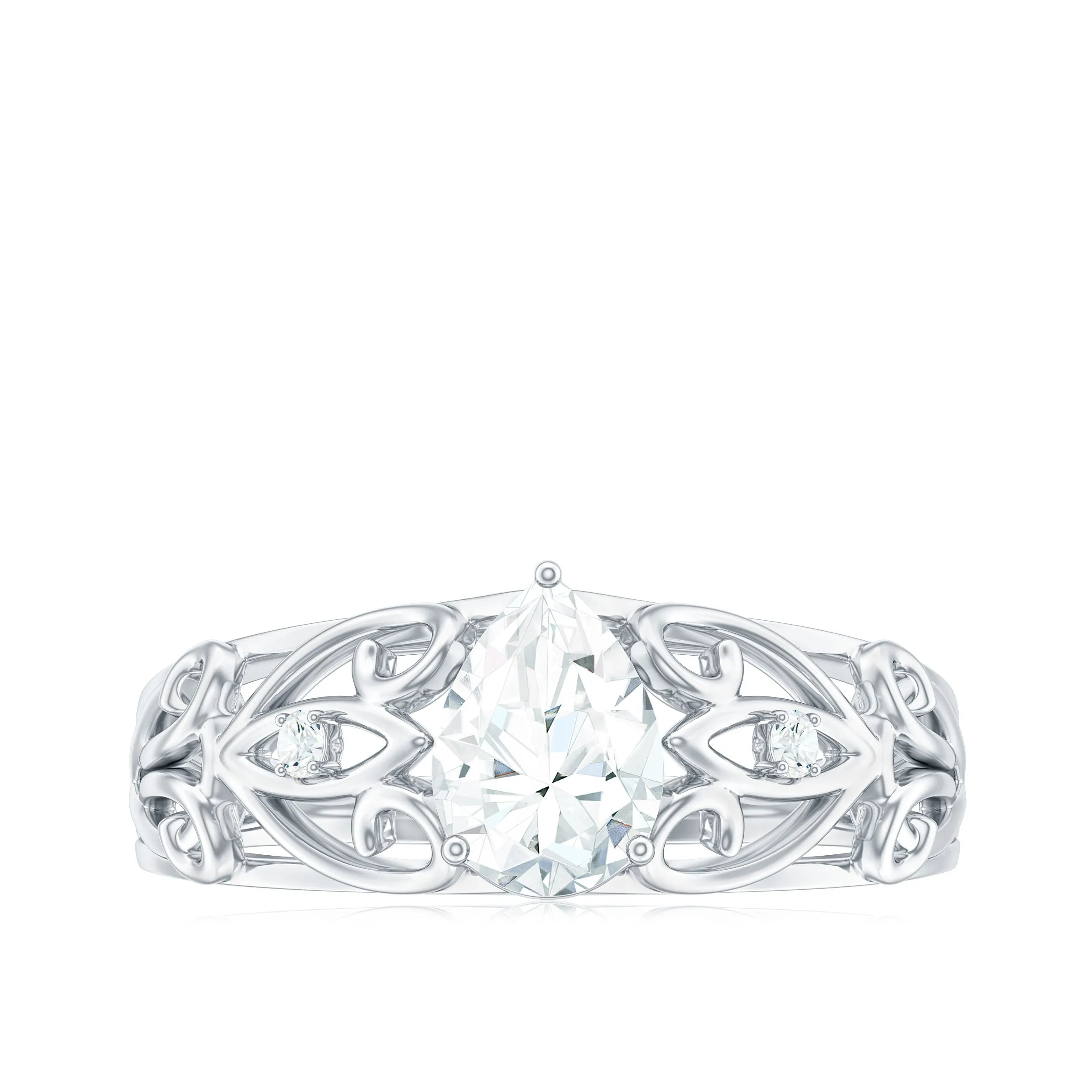 Pear Shaped Lab Created Diamond Solitaire Filigree Ring