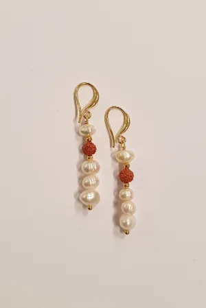 Pearl Earring with Rudraksha