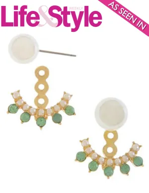 Peek-a-boo Pearl Double-Sided Ear Jackets as seen in Life & Style Magazine