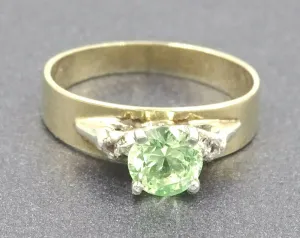 Peridot & Diamond 9ct Yellow & White Gold Ring