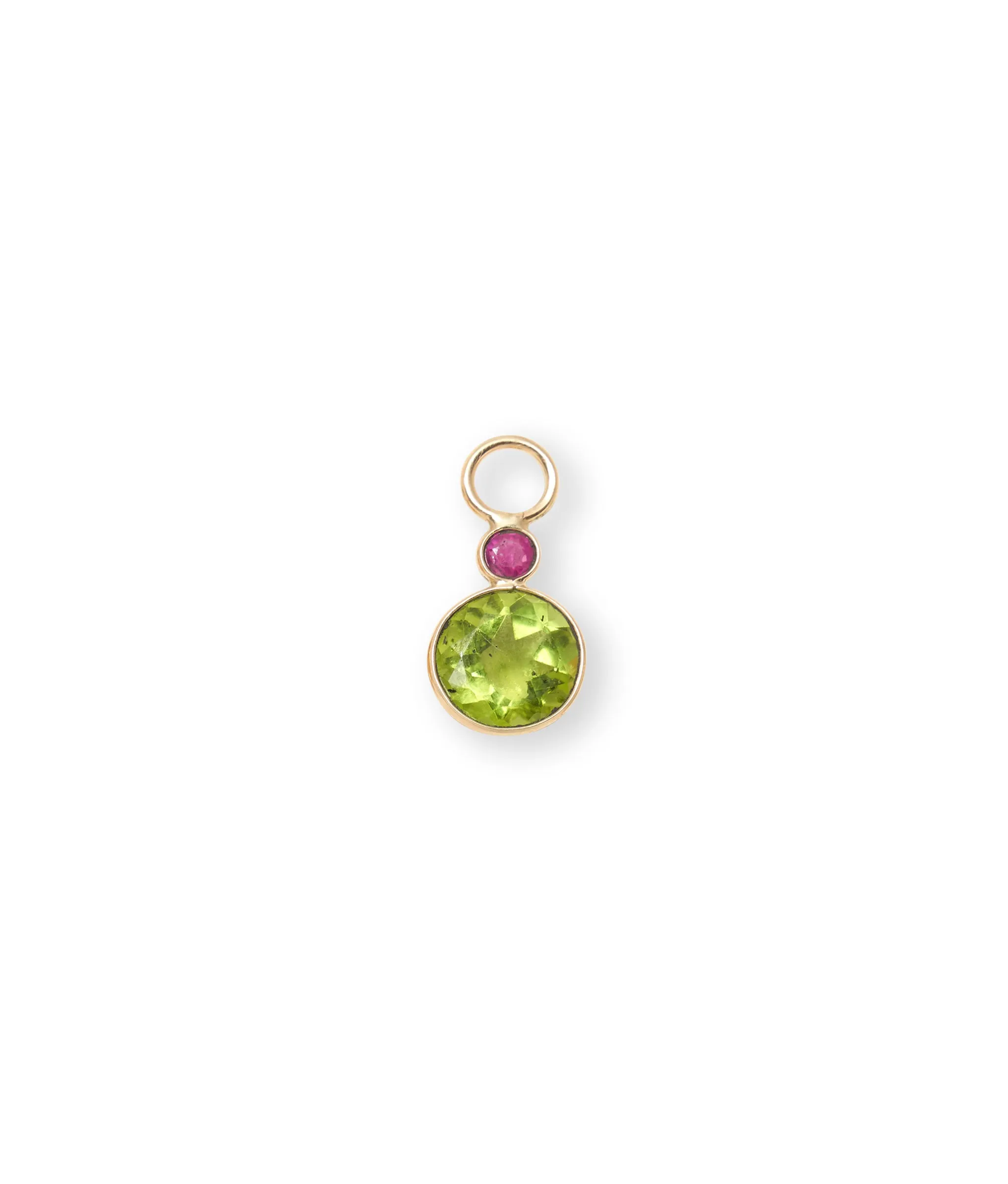 Peridot & Ruby 14k Gold Earring Charm