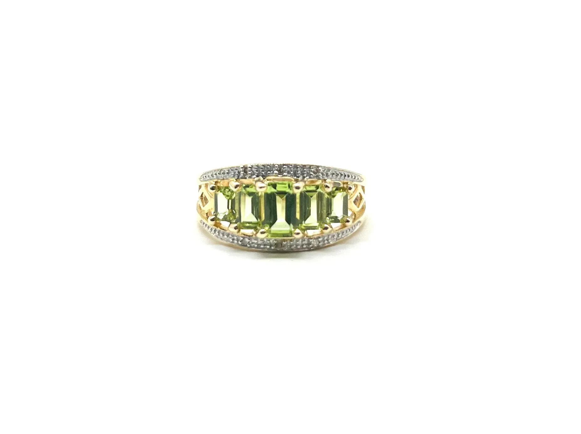 Peridot and Diamond Cutout Ring