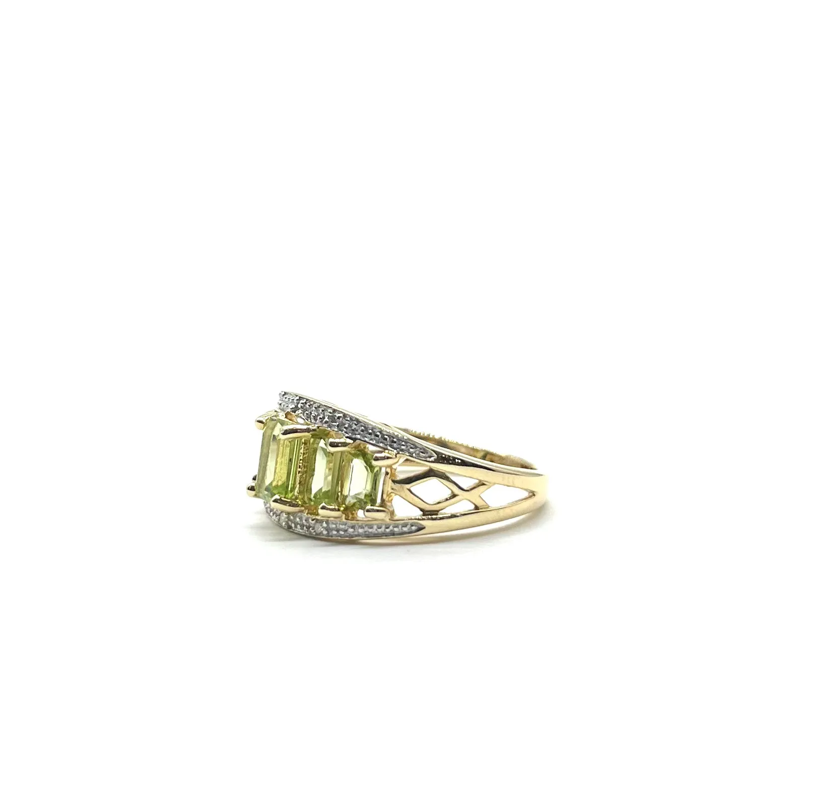 Peridot and Diamond Cutout Ring