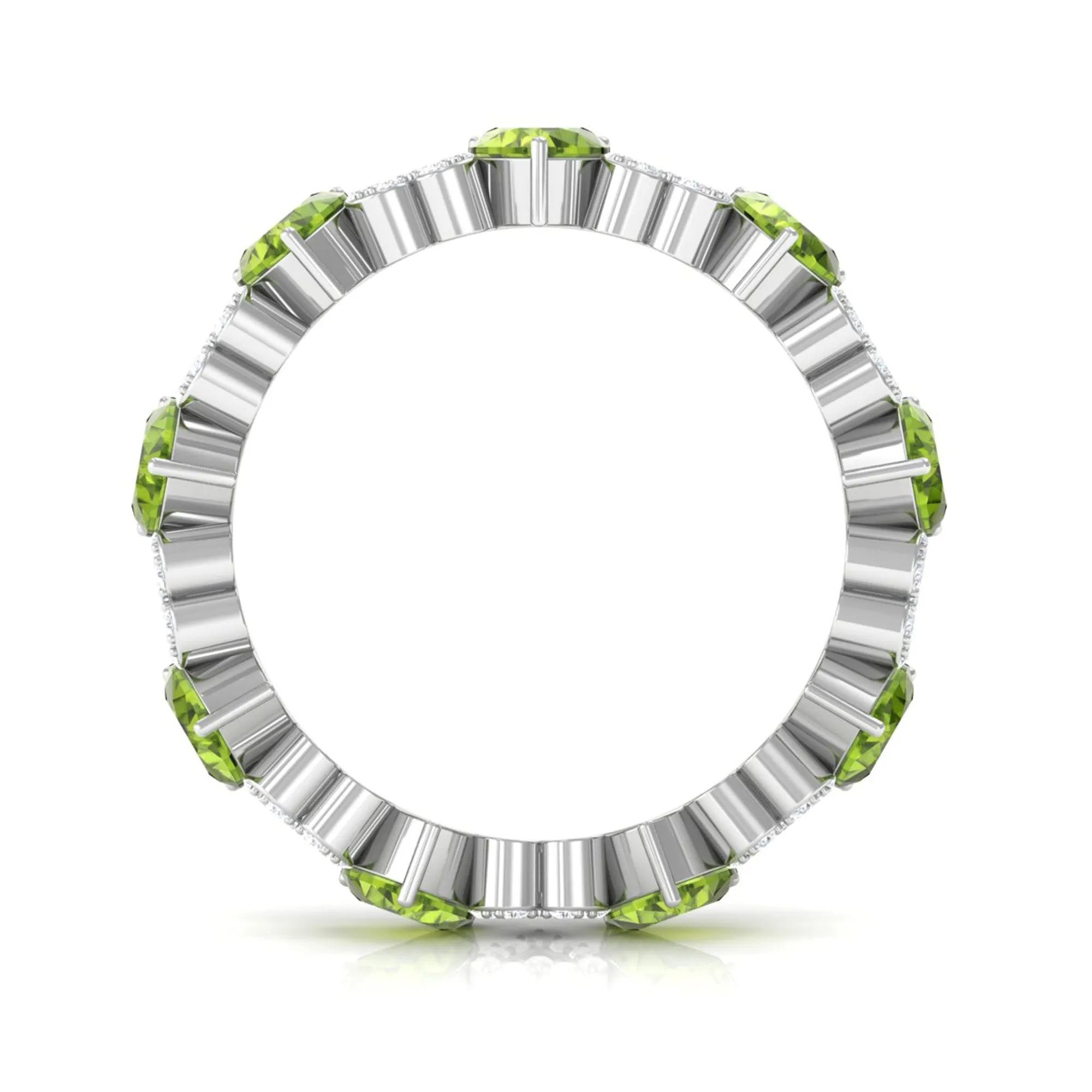 Peridot and Diamond Heart Shape Eternity Ring