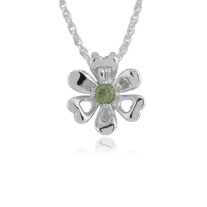 Peridot Blumen Anhänger in 925 Sterling Silber