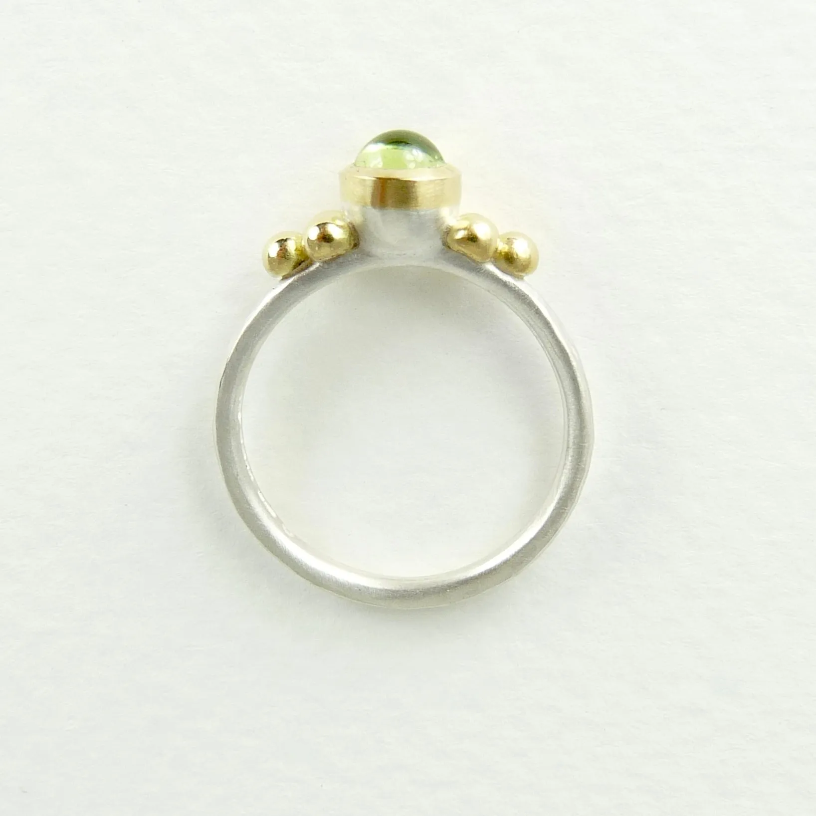 Peridot Granulation Ring with 18ct Gold and Silver