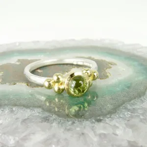 Peridot Granulation Ring with 18ct Gold and Silver