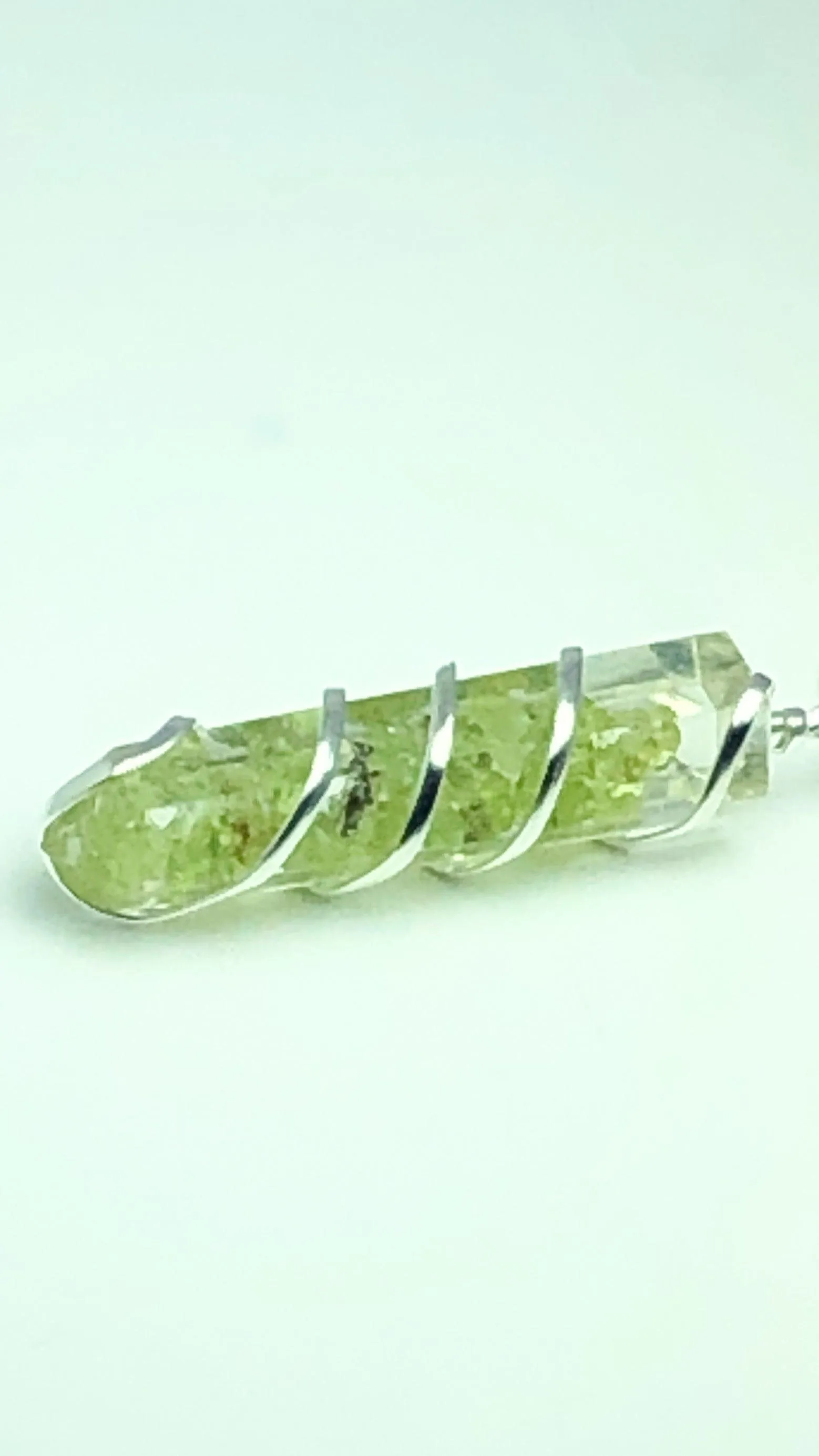 Peridot Organite Pendant with Silver Chain