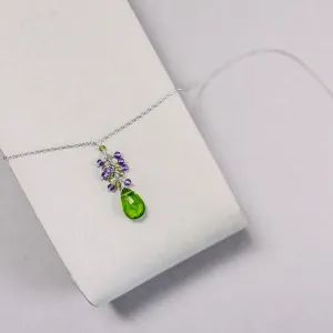 Peridot Quartz Amethyst Cluster Necklace