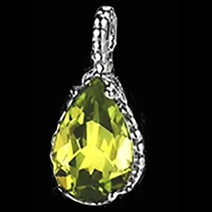 Peridot Teardrop Pendant on Sterling Silver Chain