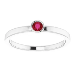 Platinum 3 mm Natural Ruby Ring