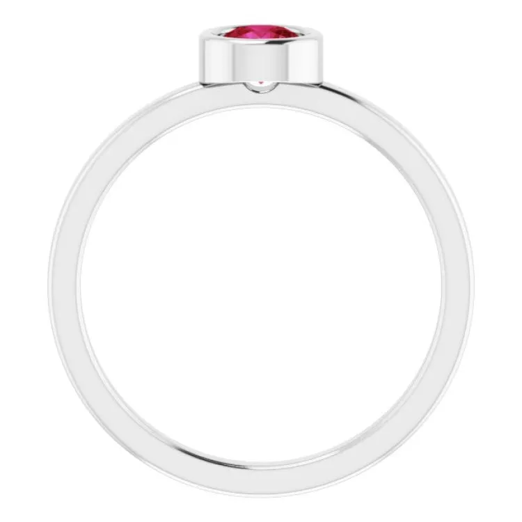 Platinum 4.5 mm Natural Ruby Ring