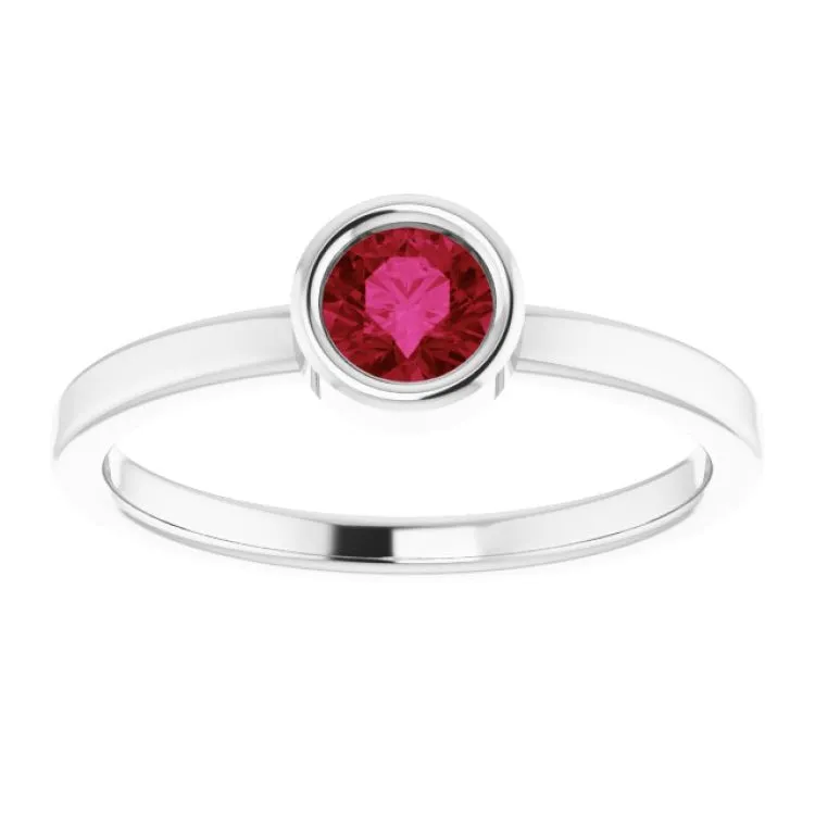 Platinum 4.5 mm Natural Ruby Ring