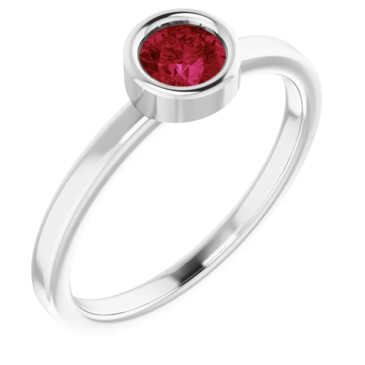 Platinum 4.5 mm Natural Ruby Ring