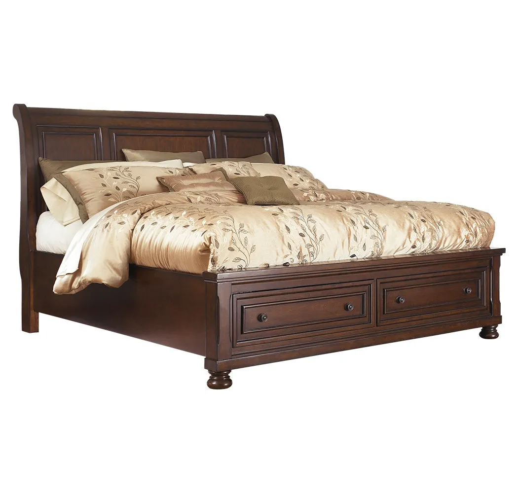 Porter California King Sleigh Bed with Mirrored Dresser and 2 Nightstands