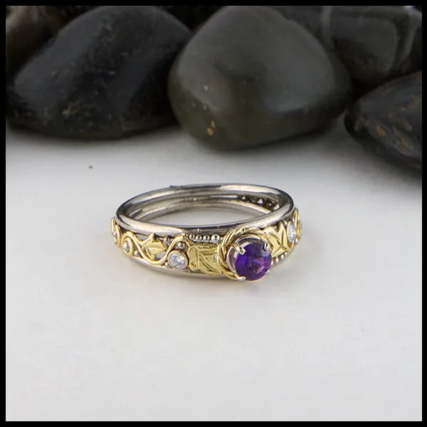 Purple Sapphire Ivy Ring