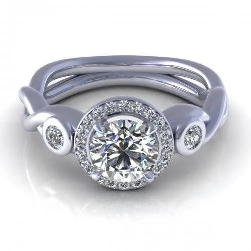 Radiant 0.62 CT Round Cut Diamond Engagement Ring in 14 KT White Gold