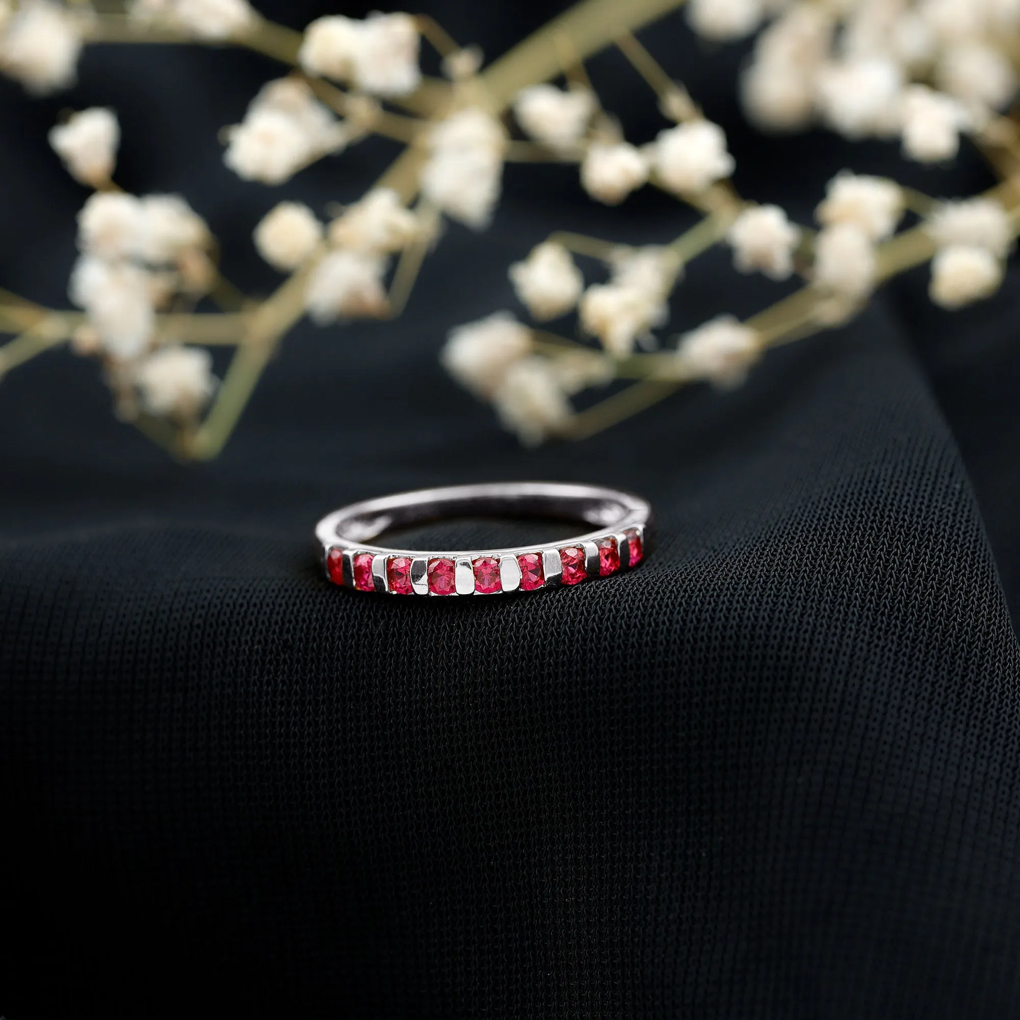 Real Ruby Semi Eternity Ring